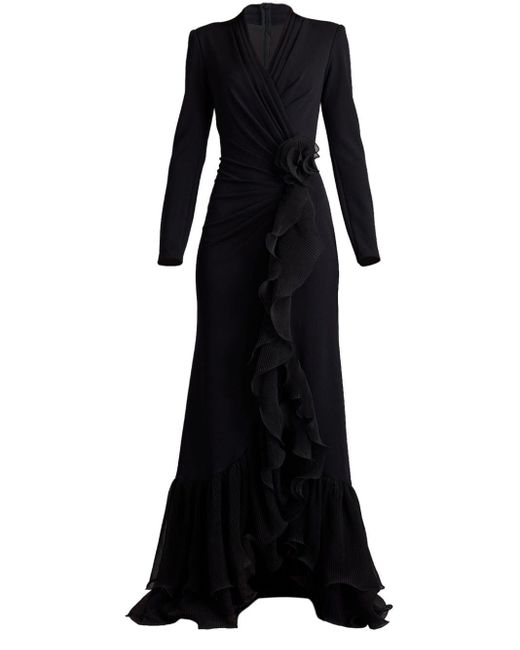 Tadashi Shoji Black Long Sleeve Wrap Dress