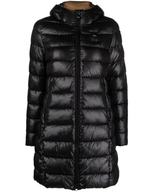 Blauer Adelaide Checked Padded Coat in Black | Lyst