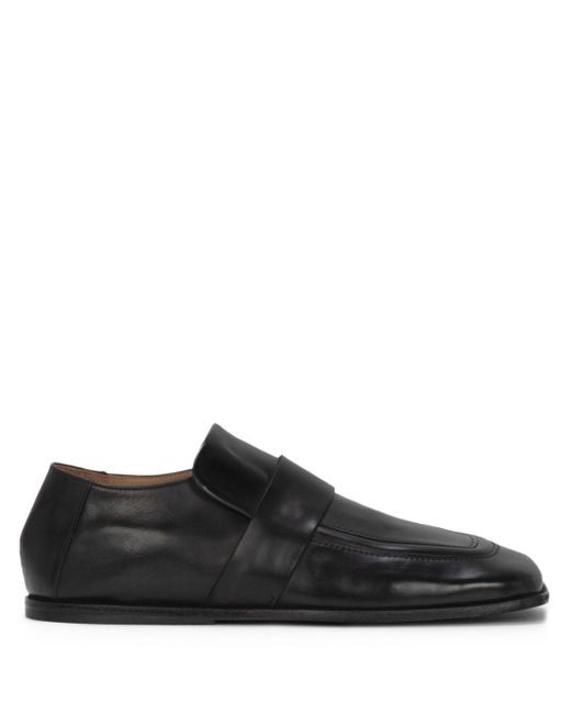 Marsèll Black Spatola Square-Toe Leather Loafers for men