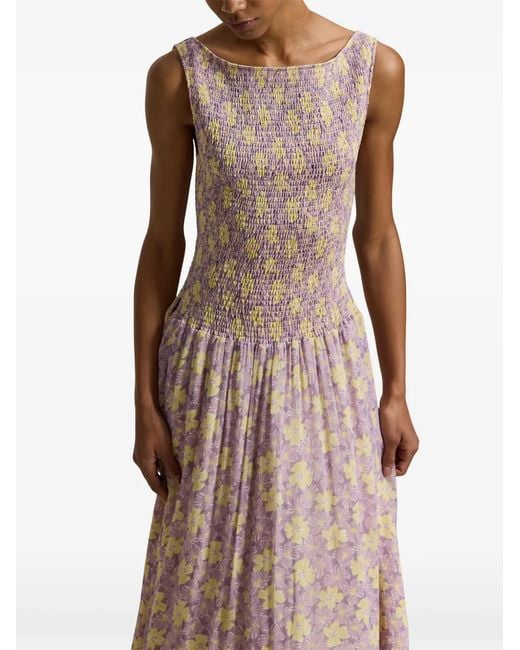 Polo Ralph Lauren Purple Floral Smocked Dress