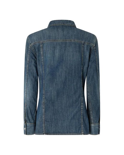 Pinko Blue Washed-Effect Button-Down Shirt