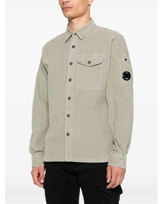 C P Company Green Lens-Detail Corduroy Shirt for men