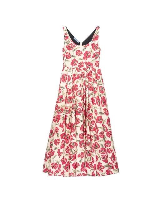 Prada Red Soft-Poplin Dress