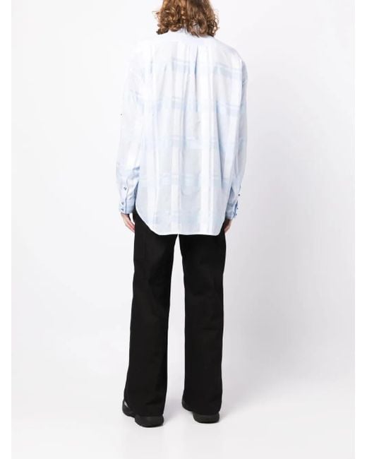 GmbH Blue Semi-Sheer Plaid Cotton Shirt for men
