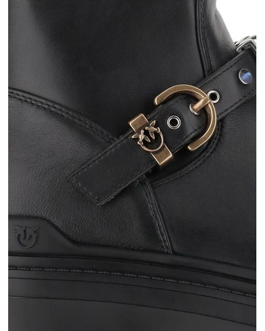 Pinko Black Ankle-High Leather Boots