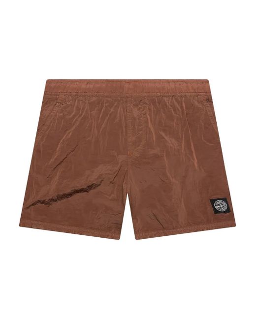 Stone Island Brown Drawstring Shorts for men