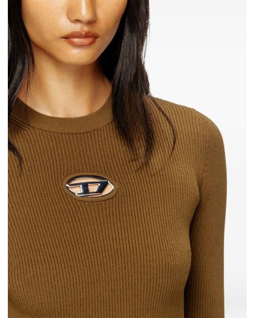 DIESEL Green 'M-Valari' Rib-Knit Viscose-Blend Top