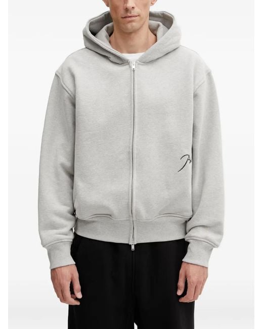 Rhude Gray Hoodie Zippé À Logo Brodé for men