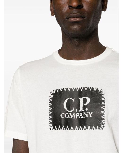Camiseta con logo 30/1 estampado C P Company de hombre de color White