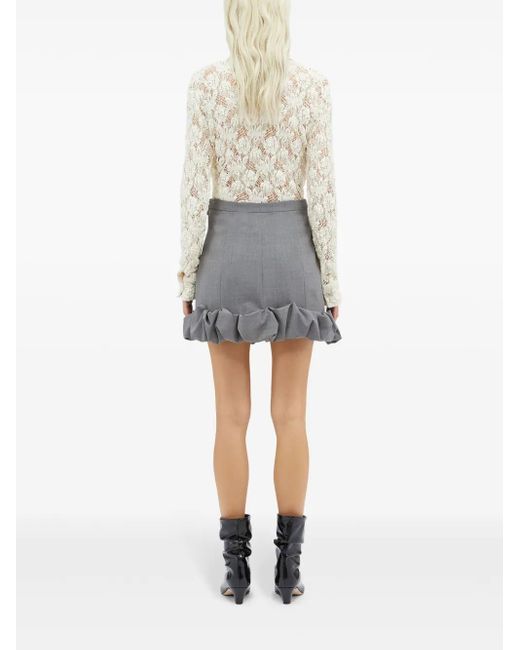 MSGM Gray Ruffled Mini Skirt