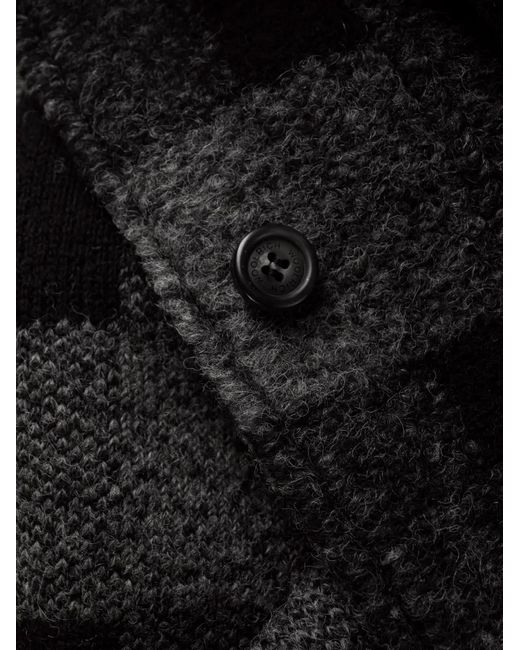 Woolrich Black Checked Hooded Wool-Blend Coat