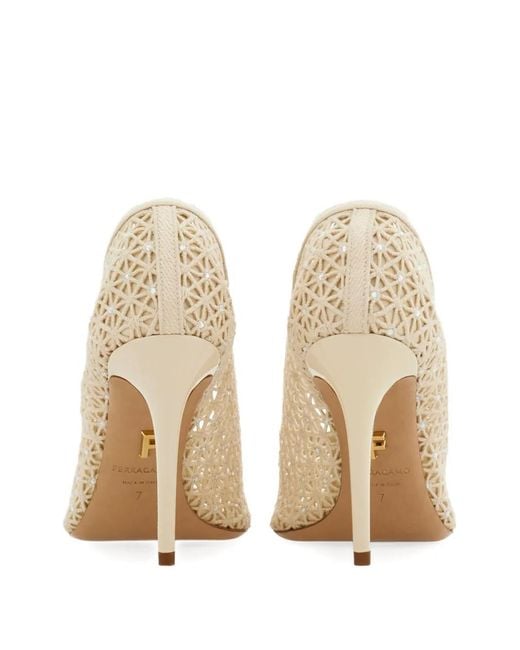 Ferragamo Natural Macramé Pumps