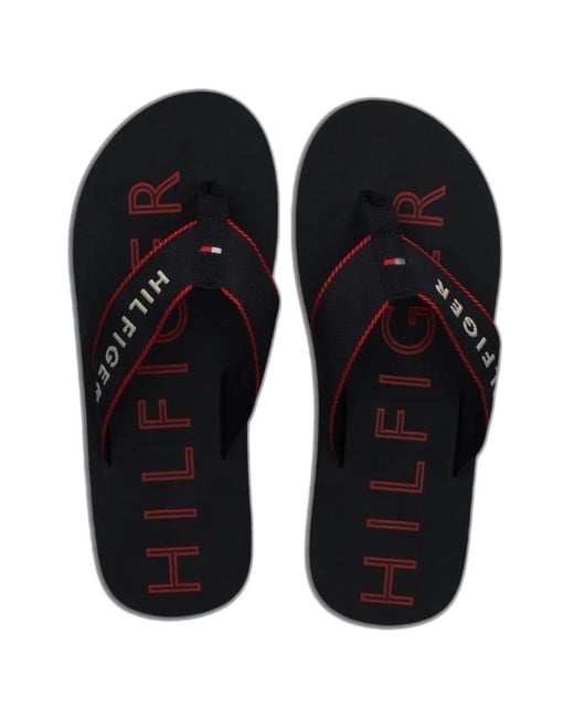 Tommy Hilfiger White Logo-Print Flip-Flops for men