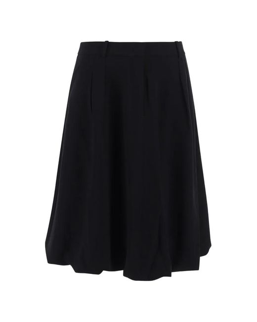 THE GARMENT Black Pleated Bubble-Hem Midi Skirt