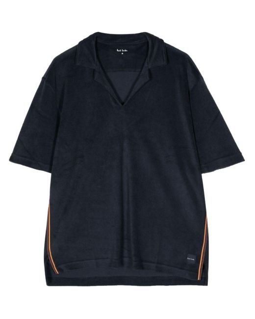 Paul Smith Blue Stripe-trim Terry-cloth T-shirt for men