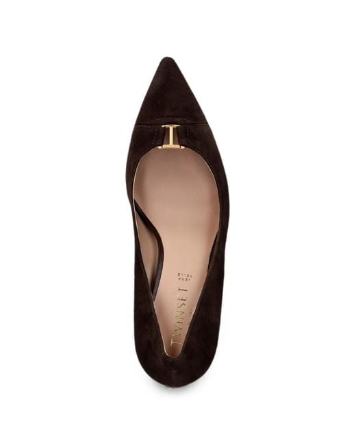 Twinset Brown High-Heeled Suede Court Shoes With Logo