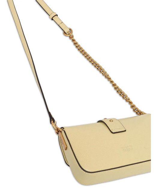 Pinko Natural Love Birds Leather Mini Crossbody Bag