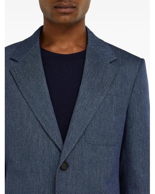 Ferragamo Blue Single Breasted Denim Blazer for men