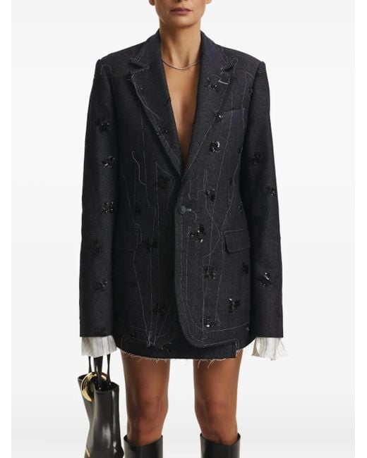 CuAnna Black Sequin-Embellished Blazer