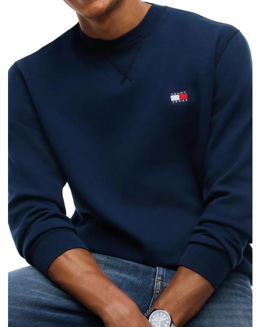 Tommy Hilfiger Blue Logo-Patch Crew-Neck Sweater for men