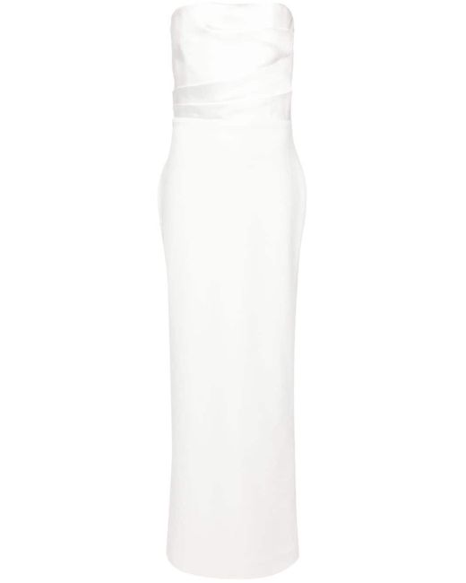 Solace London White Afra Crepe Maxi Dress