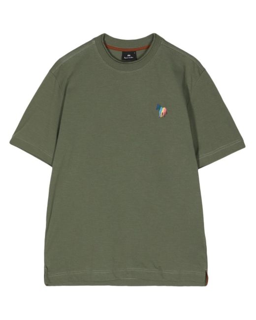 PS by Paul Smith Green Logo-embroidered Organic Cotton T-shirt for men