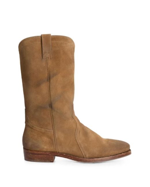 Jil Sander Brown Aged-Effect Round-Toe Boots for men