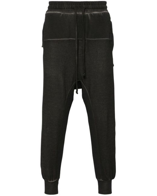 Thom Krom Black Ribbed-panel Drop-crotch Trousers for men