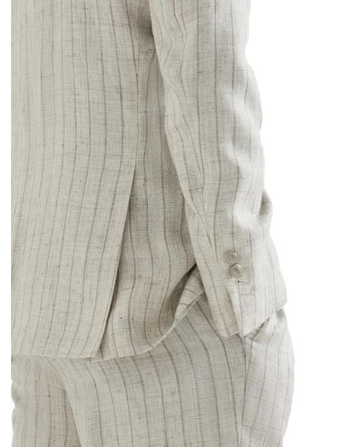 Brunello Cucinelli Gestreiftes Sakko Mit Metallknöpfen in White für Herren