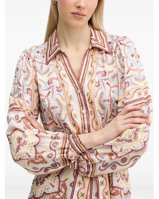 Hale Bob Natural Arlo Paisley-Print Belted Mini Dress