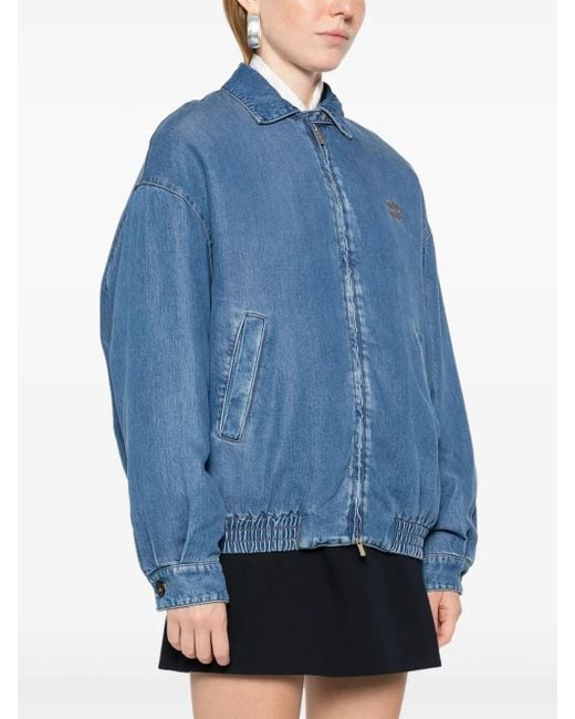 Miu Miu Blue Logo-Embroidered Jacket