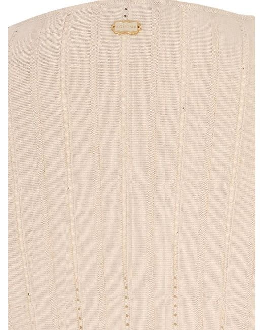 Agnona White Pointelle-Knit V-Neck Jumper