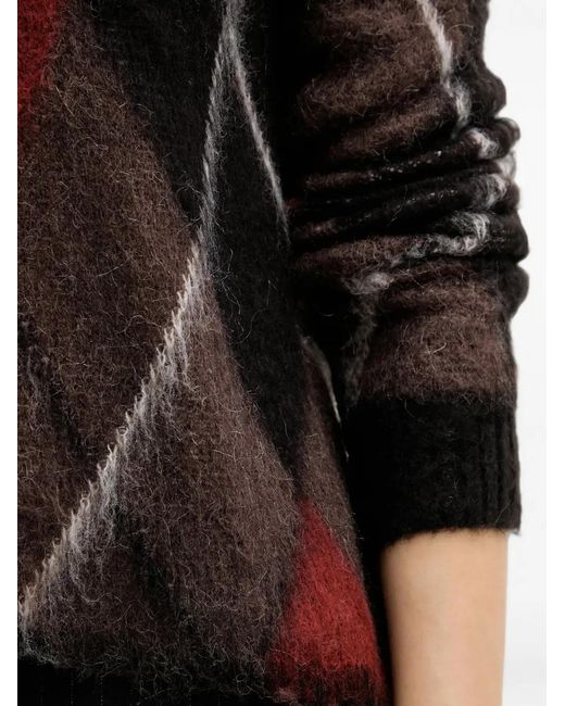 Sisley Red Argyle Knitted Sweater
