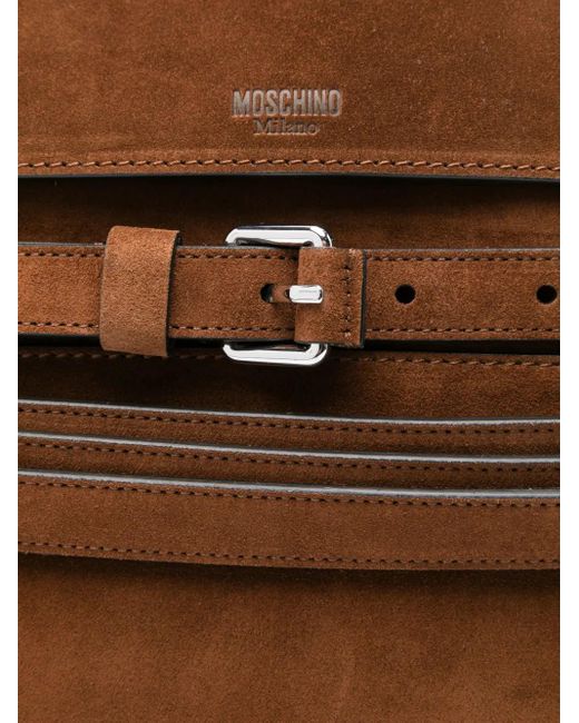 Moschino Brown Tie Me Tote Bag aus Wildleder mit Gürtel