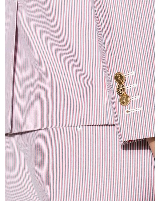 Thom Browne Pink Striped Double-Breasted Jacket