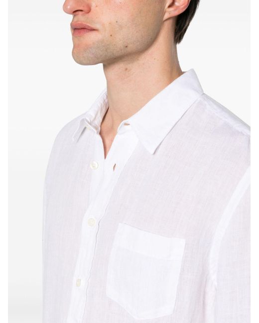 120% Lino White Linen Buttoned Shirt for men
