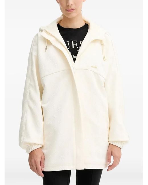 Guess White Zip-Up Hoodie