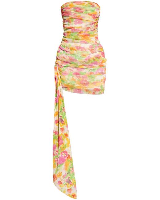 Vestido corto con estampado floral Saint Laurent de color Metallic