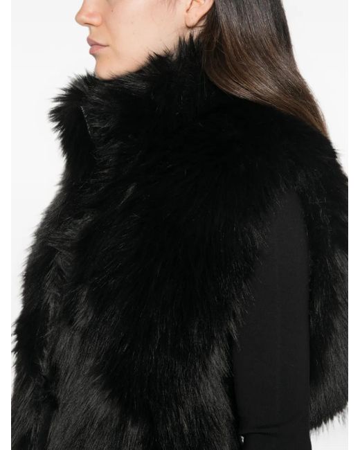 Patrizia Pepe Black Faux-Fur High-Neck Gillet