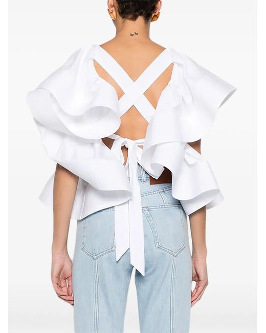 Viktor & Rolf White Ruffles-Detail Blouse