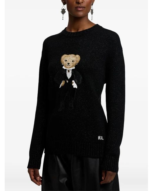 Ralph Lauren Black Metallic-Bear Sweater