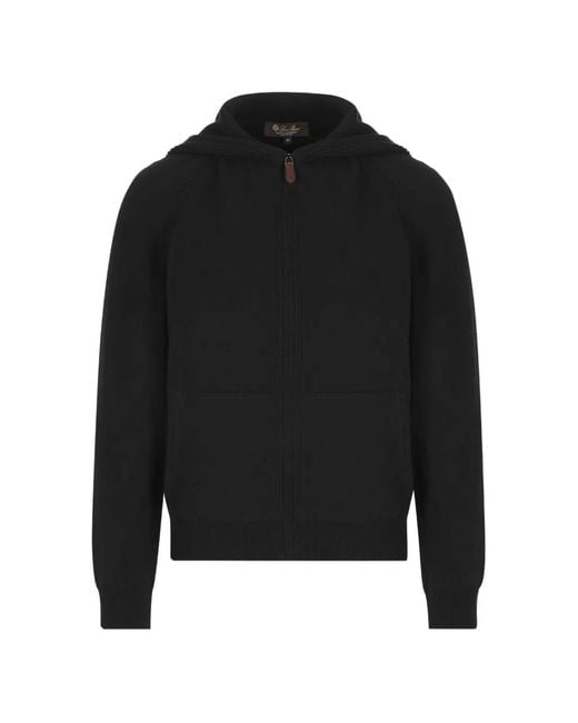 Loro Piana Black Hooded Zip-Fastening Cardigan