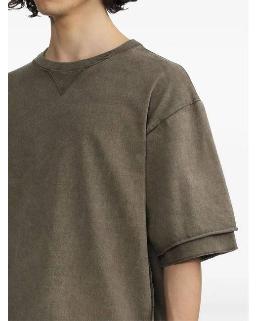 Undercover Green Double-Sleeve Cotton T-Shirt for men