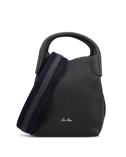 Loro Piana Black Micro Bale Leather Tote Bag