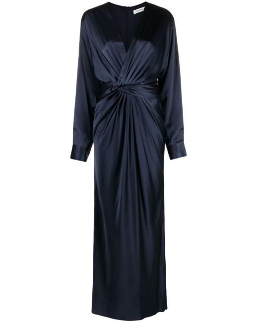 Christopher Esber Blue Triquetra Twist Silk Maxi Dress