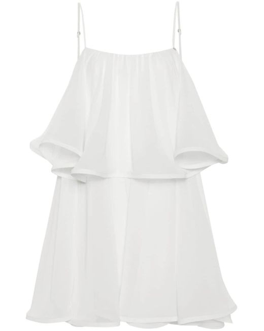 Nissa White Layered Chiffon Mini Dress