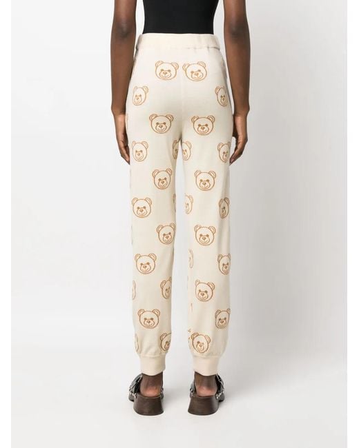 Moschino Natural Teddy Bear-Print Track Pants