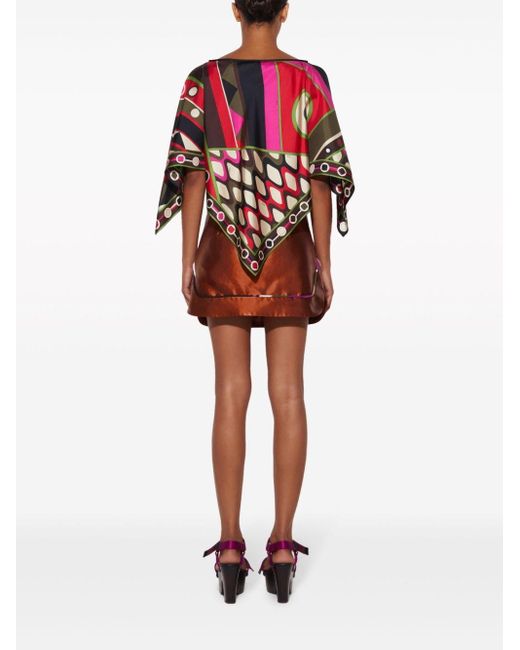 Emilio Pucci Brown Contrast-trim Leather-effect Miniskirt