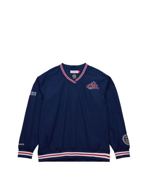Mitchell & Ness Blue Nhl Colombus Jackets V-Neck Sweatshirt for men