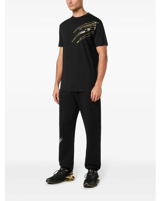 Philipp Plein Black Scratch-Print T-Shirt for men